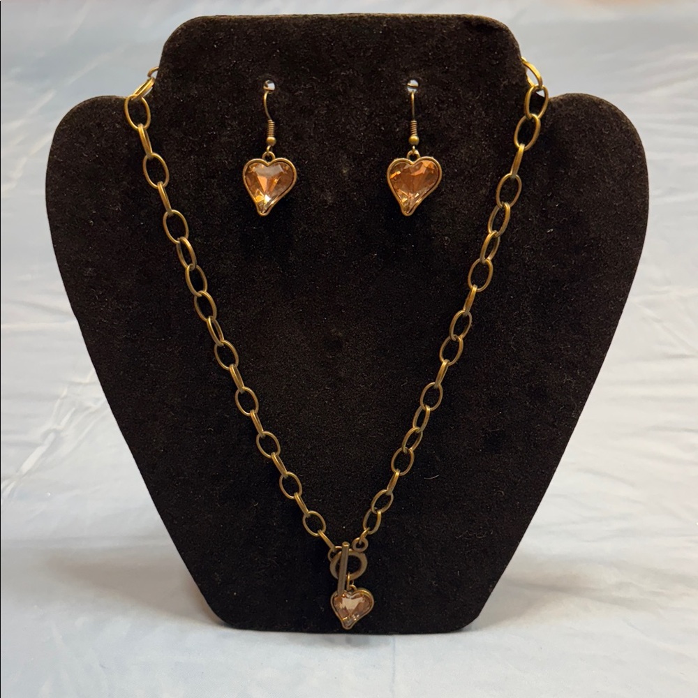 Paparazzi Gold Heart Necklace and Earring Set